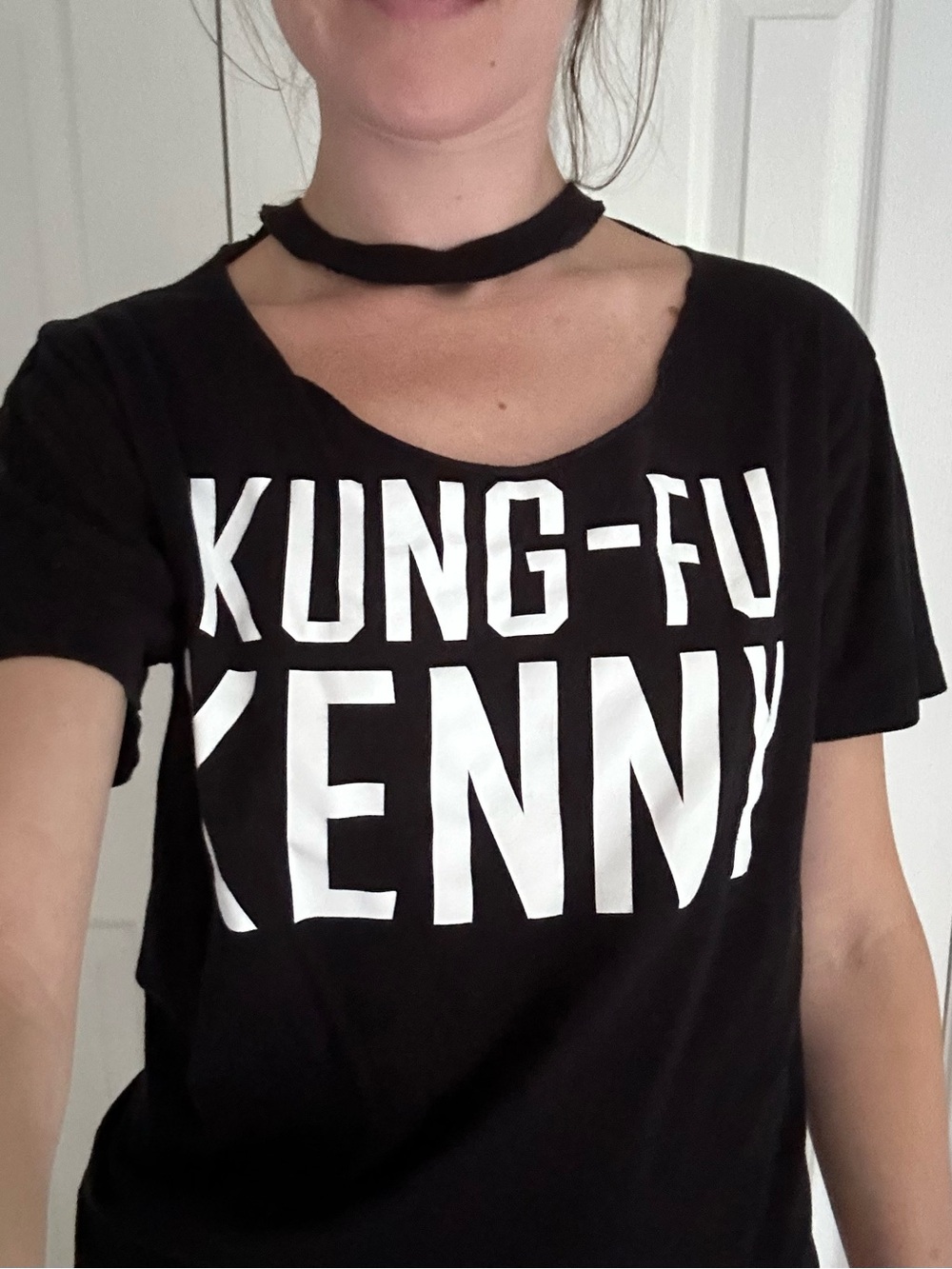 'Kung-Fu Kenny' Black Cutout Neck Tee
